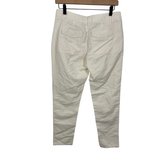 Ann Taylor Loft Pants 0 Linen Blend Pockets Tapered Ivory Casual Coastal Preppy - Picture 5 of 5